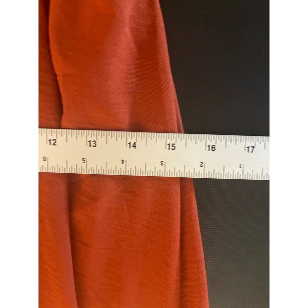 Simplee Burnt Orange Ruffle Wrap Maxi Dress Crochet Lace Long Sleeve Womens L - Picture 5 of 5